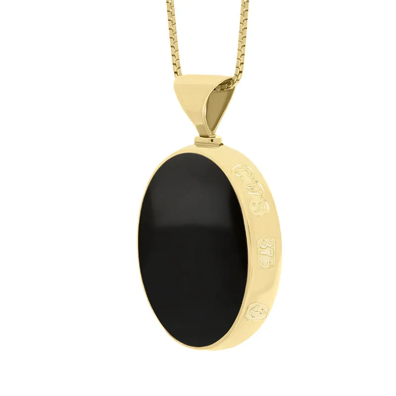 9ct Yellow Gold Whitby Jet Lapis King's Coronation Hallmark Double Sided Oval Necklace sold by C.W. Sellors product image thumbnail 4