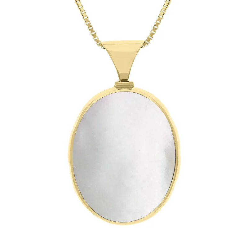 9ct Yellow Gold Whitby Jet Mother of Pearl King's Coronation Hallmark Double Sided Oval Necklace sold by C.W. Sellors product image thumbnail 2