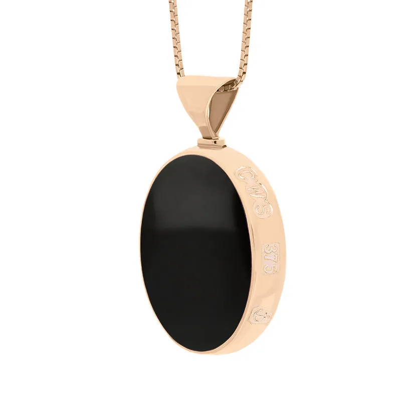 9ct Rose Gold Whitby Jet Turquoise King's Coronation Hallmark Double Sided Oval Necklace sold by C.W. Sellors product image thumbnail 4