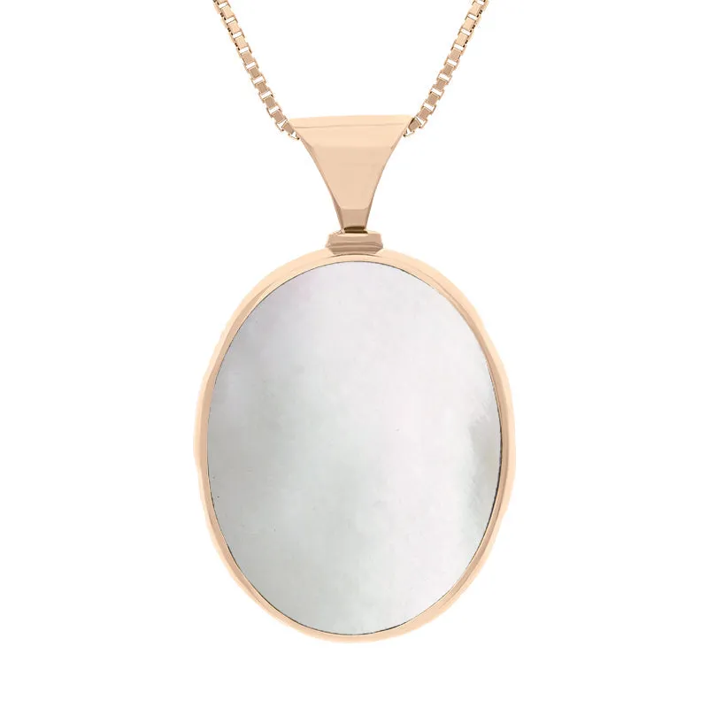 9ct Rose Gold Whitby Jet Mother of Pearl King's Coronation Hallmark Double Sided Oval Necklace sold by C.W. Sellors product image thumbnail 2