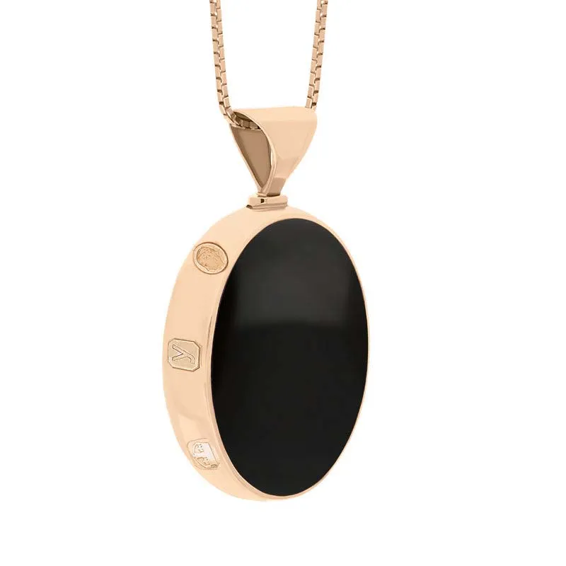 9ct Rose Gold Whitby Jet Mother of Pearl King's Coronation Hallmark Double Sided Oval Necklace sold by C.W. Sellors product image thumbnail 3