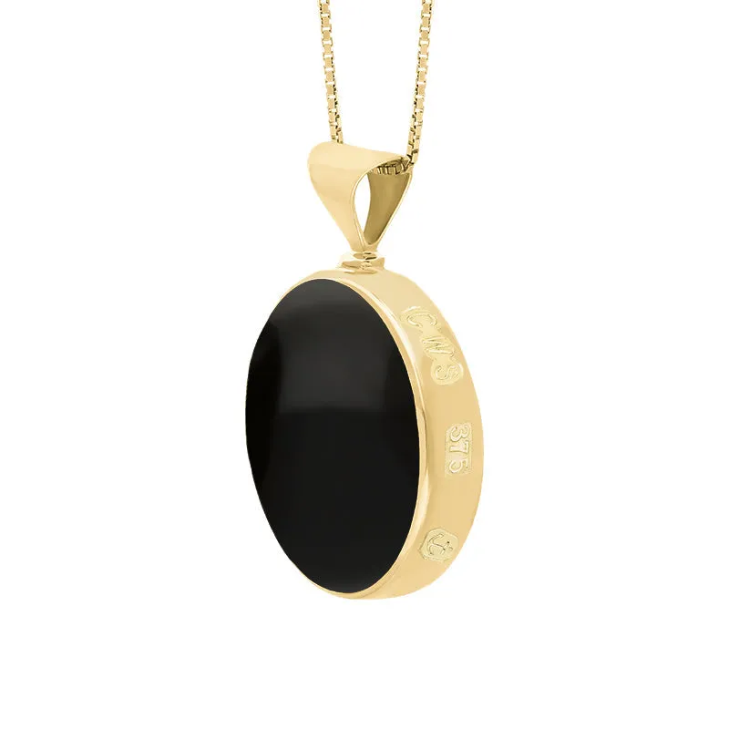 9ct Yellow Gold Whitby Jet Malachite King's Coronation Hallmark Double Sided Round Necklace sold by C.W. Sellors product image thumbnail 4