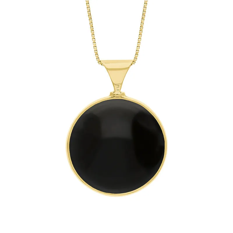 9ct Yellow Gold Whitby Jet Turquoise King's Coronation Hallmark Double Sided Round Necklace sold by C.W. Sellors product image thumbnail 2