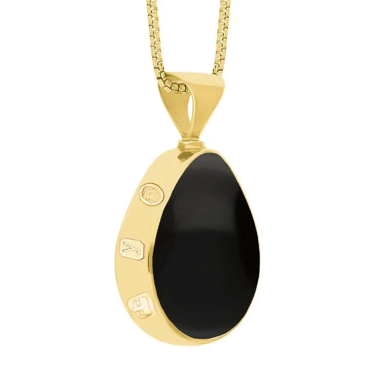 9ct Yellow Gold Whitby Jet Lapis King's Coronation Hallmark Double Sided Pear-shaped Necklace sold by C.W. Sellors product image thumbnail 3
