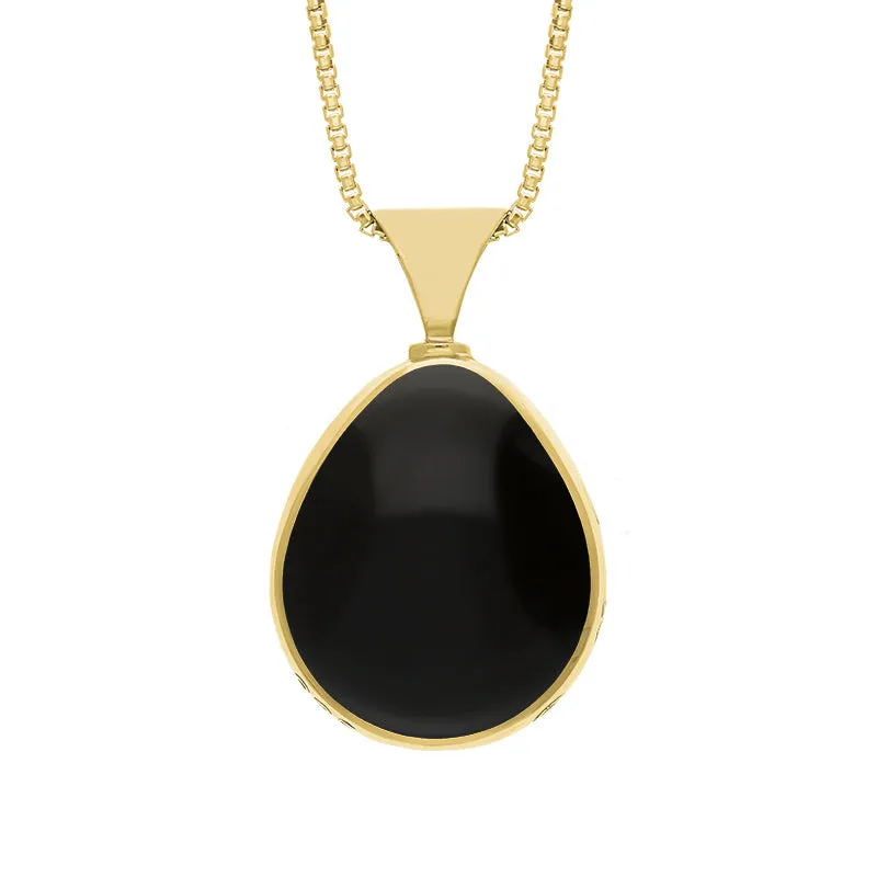 9ct Yellow Gold Whitby Jet Turquoise King's Coronation Hallmark Double Sided Pear-shaped Necklace sold by C.W. Sellors product image thumbnail 2