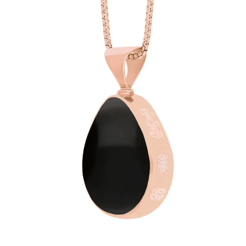 9ct Rose Gold Whitby Jet Mother of Pearl King's Coronation Hallmark Double Sided Pear-shaped Necklace sold by C.W. Sellors product image thumbnail 4