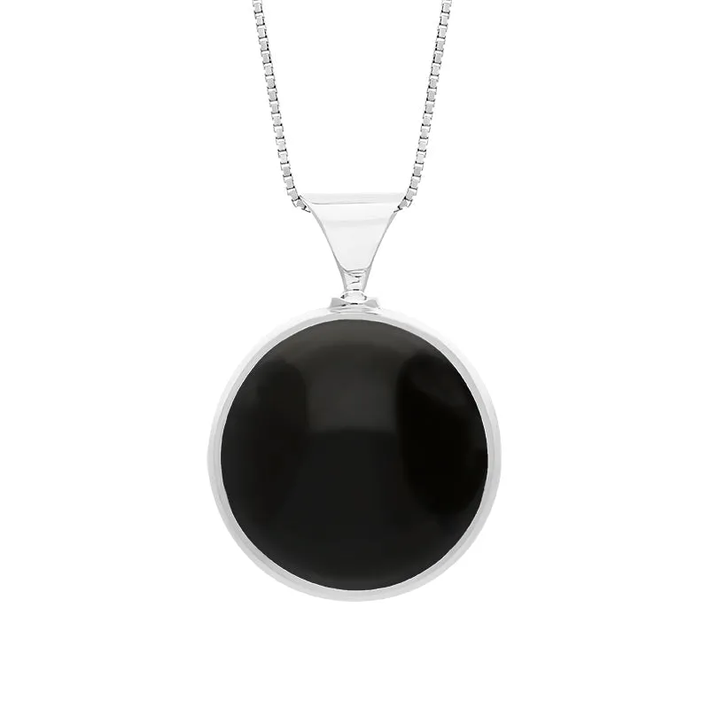 9ct White Gold Whitby Jet Malachite King's Coronation Hallmark Double Sided Round Necklace sold by C.W. Sellors product image thumbnail 2
