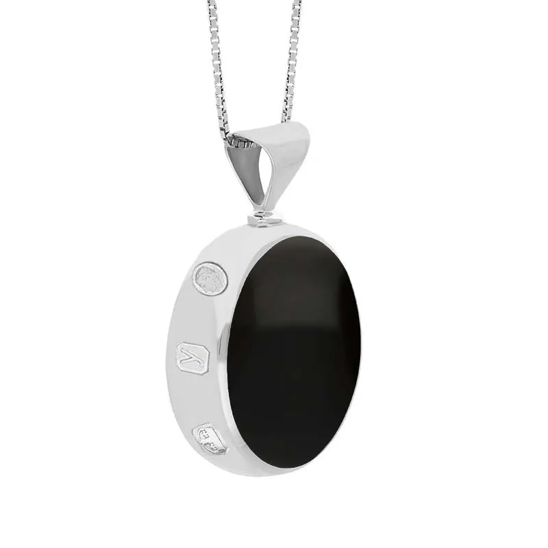 9ct White Gold Whitby Jet Turquoise King's Coronation Hallmark Double Sided Round Necklace sold by C.W. Sellors product image thumbnail 3