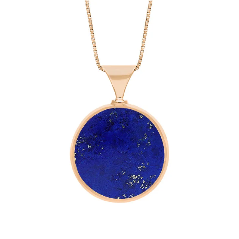 9ct Rose Gold Whitby Jet Lapis King's Coronation Hallmark Double Sided Round Necklace sold by C.W. Sellors