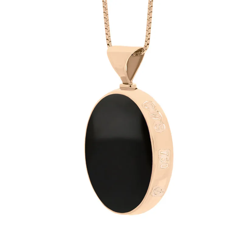 18ct Rose Gold Whitby Jet Malachite King's Coronation Hallmark Double Sided Oval Necklace sold by C.W. Sellors product image thumbnail 4