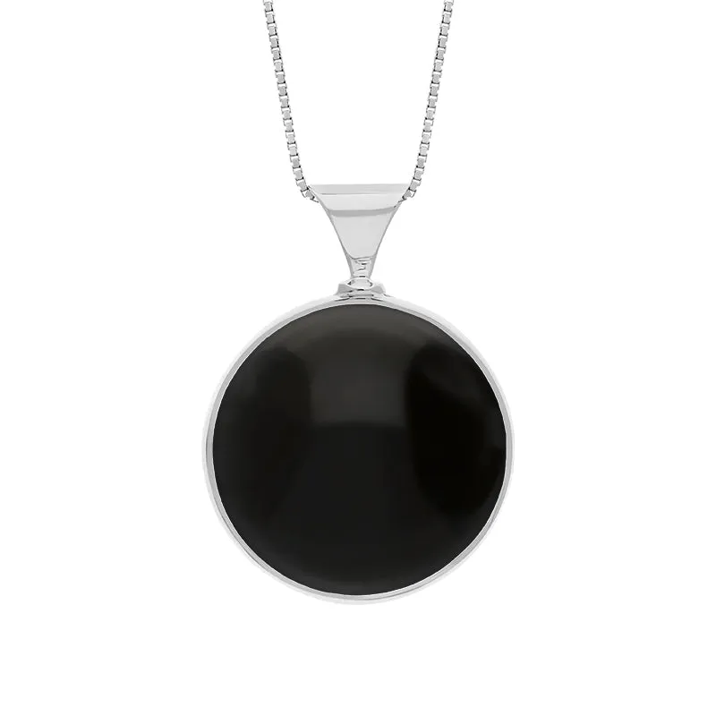 18ct White Gold Whitby Jet Blue John King's Coronation Hallmark Double Sided Round Necklace sold by C.W. Sellors product image thumbnail 2