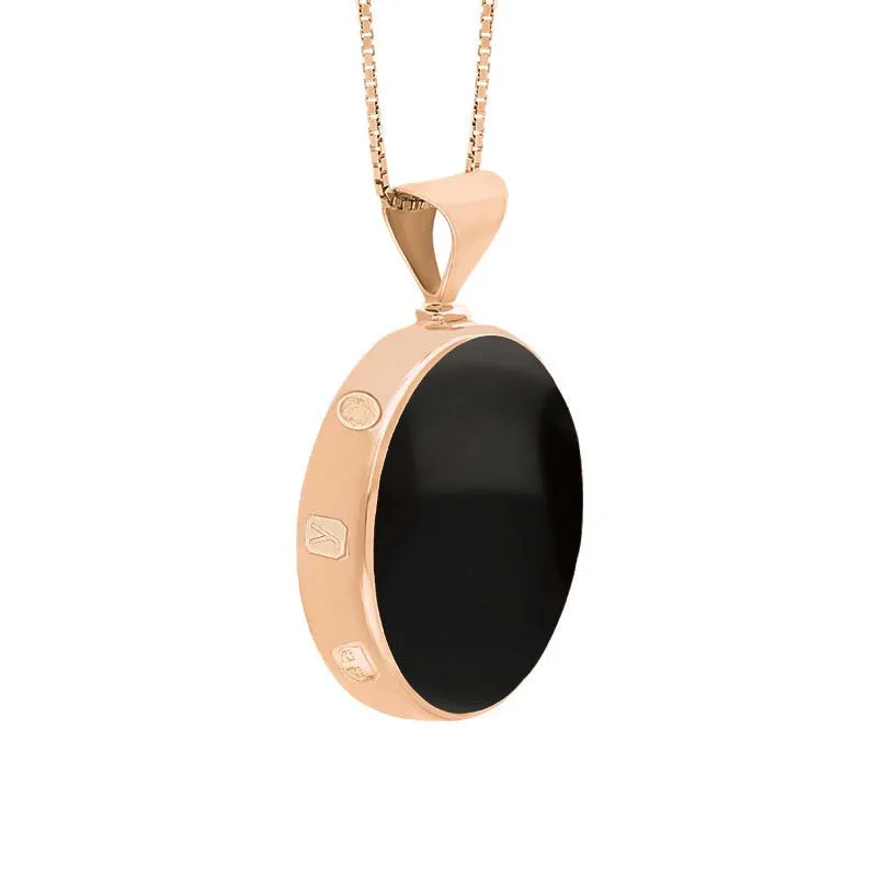 18ct Rose Gold Whitby Jet Lapis King's Coronation Hallmark Double Sided Round Necklace sold by C.W. Sellors product image thumbnail 3