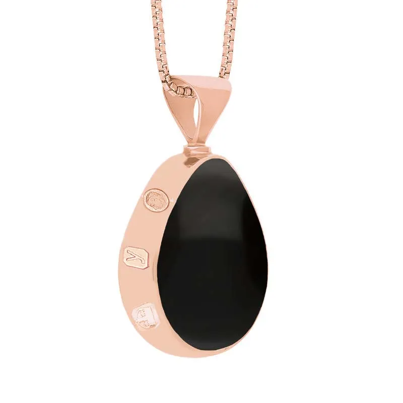 18ct Rose Gold Whitby Jet Blue John King's Coronation Hallmark Double Sided Pear-shaped Necklace sold by C.W. Sellors product image thumbnail 3