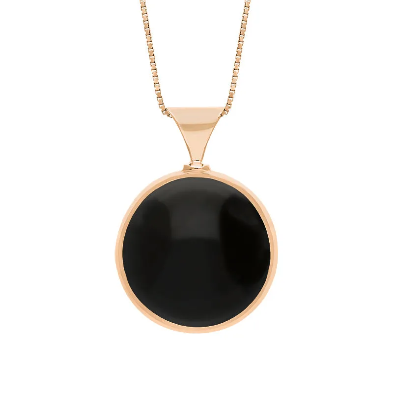 18ct Rose Gold Whitby Jet Mother of Pearl King's Coronation Hallmark Double Sided Round Necklace sold by C.W. Sellors product image thumbnail 2
