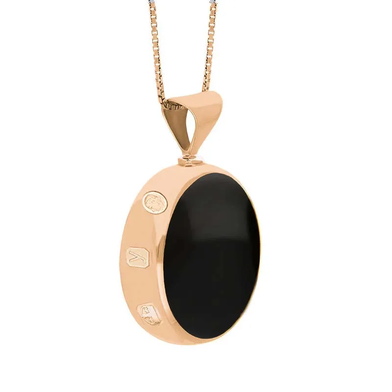 18ct Rose Gold Whitby Jet Mother of Pearl King's Coronation Hallmark Double Sided Round Necklace sold by C.W. Sellors product image thumbnail 3