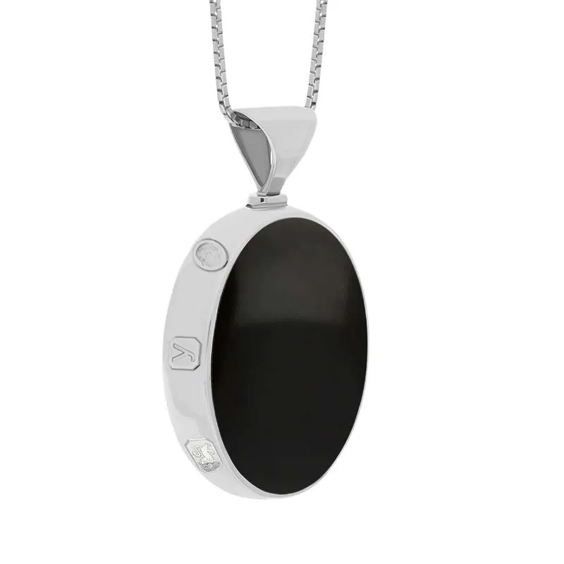 Sterling Silver Whitby Jet Malachite King's Coronation Hallmark Double Sided Oval Necklace sold by C.W. Sellors product image thumbnail 3