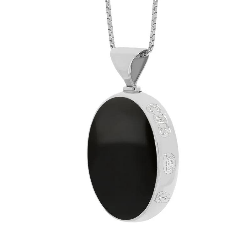 Sterling Silver Whitby Jet Blue John King's Coronation Hallmark Double Sided Oval Necklace sold by C.W. Sellors product image thumbnail 4