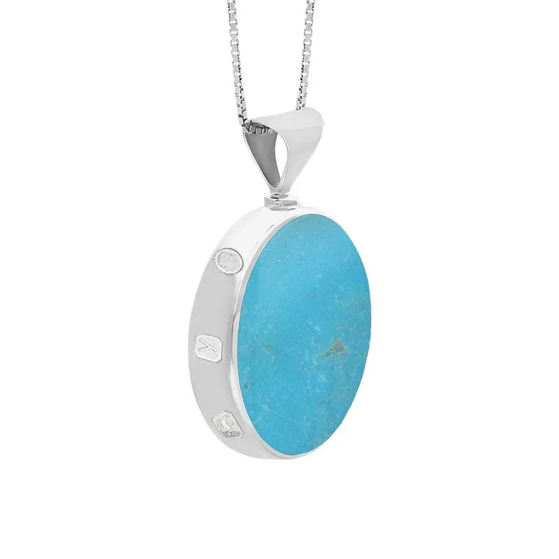 Sterling Silver Whitby Jet Turquoise King's Coronation Hallmark Double Sided Round Necklace sold by C.W. Sellors product image thumbnail 3
