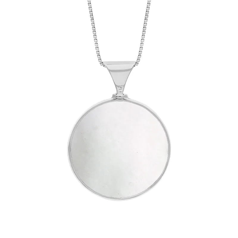 Sterling Silver Whitby Jet Mother of Pearl King's Coronation Hallmark Double Sided Round Necklace sold by C.W. Sellors product image thumbnail 2
