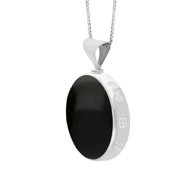 Sterling Silver Whitby Jet Mother of Pearl King's Coronation Hallmark Double Sided Round Necklace sold by C.W. Sellors product image thumbnail 4