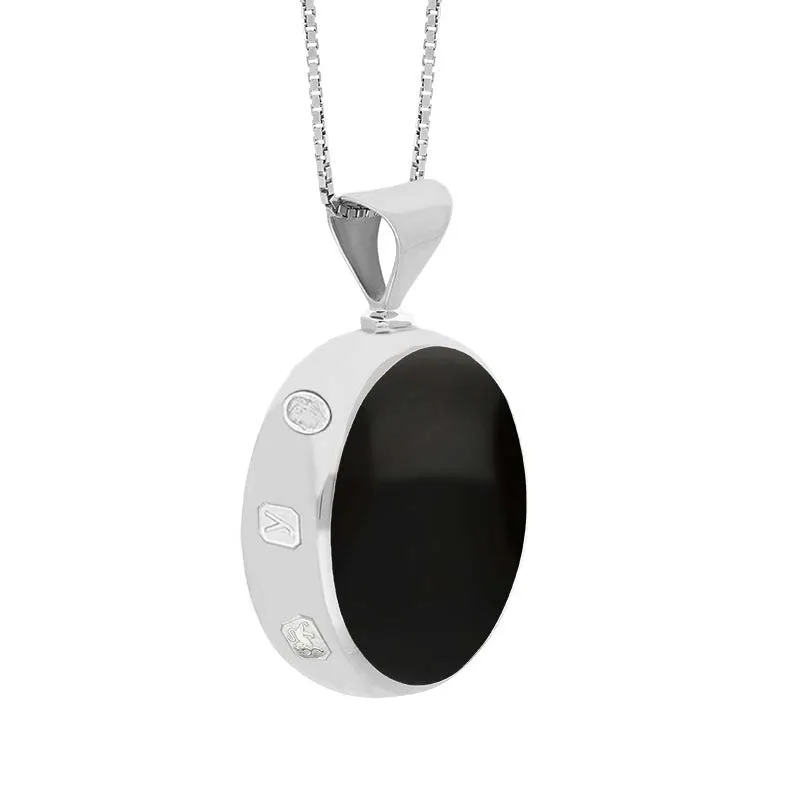 Sterling Silver Whitby Jet Turquoise King's Coronation Hallmark Double Sided Round Necklace sold by C.W. Sellors product image thumbnail 3
