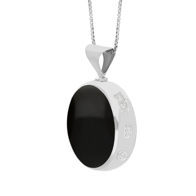 Sterling Silver Whitby Jet Mother of Pearl King's Coronation Hallmark Double Sided Round Necklace sold by C.W. Sellors product image thumbnail 4