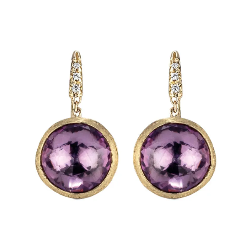 Marco Bicego Jaipur 18ct Yellow Gold Amethyst Diamond Drop Earrings sold by C.W. Sellors