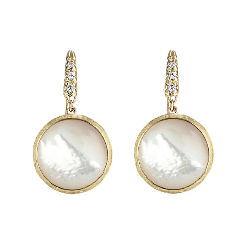 Marco Bicego Jaipur 18ct Yellow Gold Mother of Pearl Diamond Drop Earrings sold by C.W. Sellors