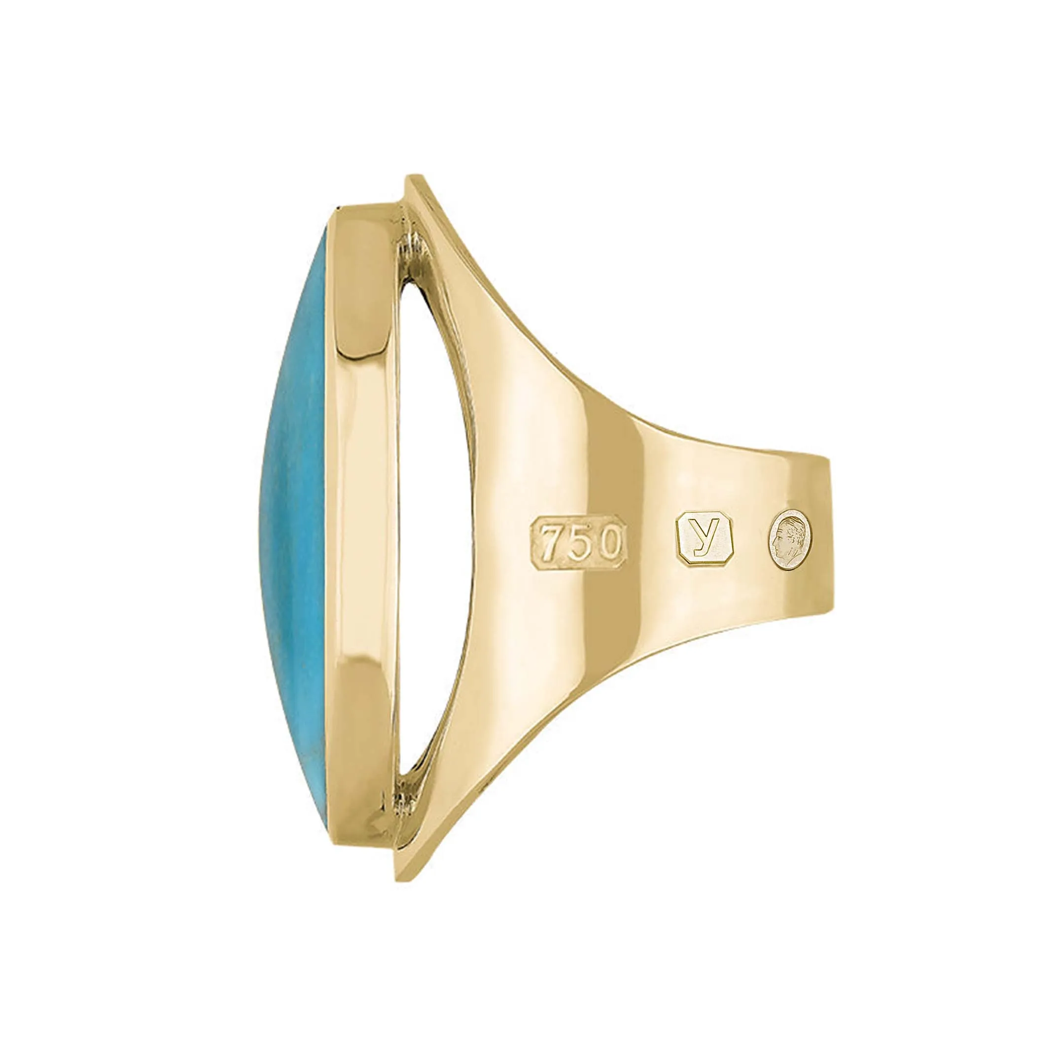 18ct Yellow Gold Turquoise King's Coronation Hallmark Large Oval Ring sold by C.W. Sellors product image thumbnail 3