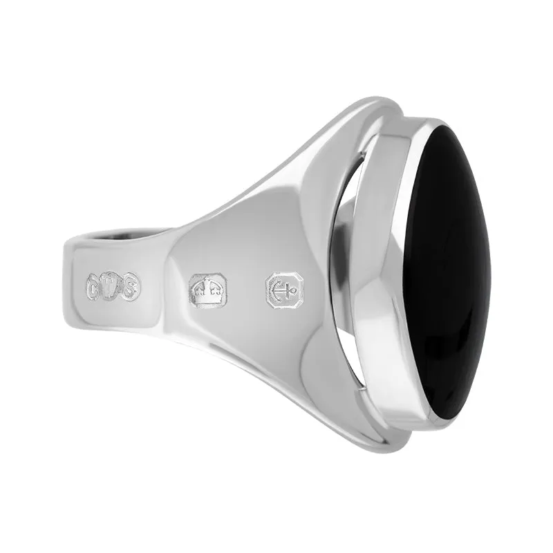 9ct White Gold Whitby Jet King's Coronation Hallmark Small Oval Ring sold by C.W. Sellors product image thumbnail 2