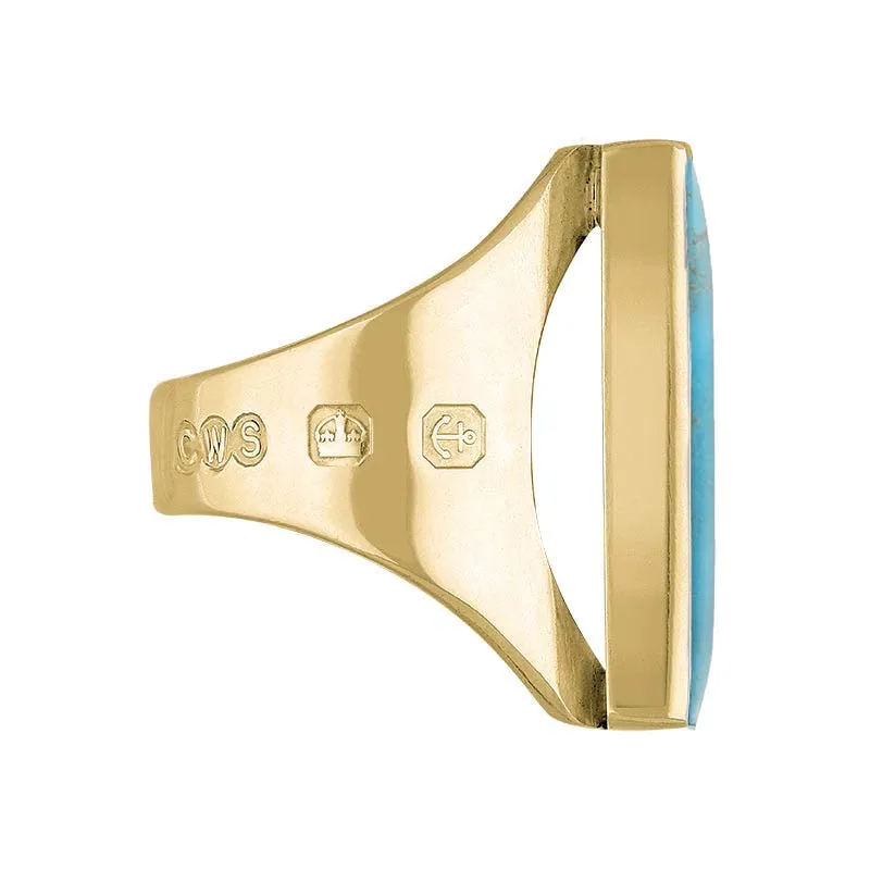 9ct Yellow Gold Turquoise King's Coronation Hallmark Medium Oblong Ring sold by C.W. Sellors product image thumbnail 2