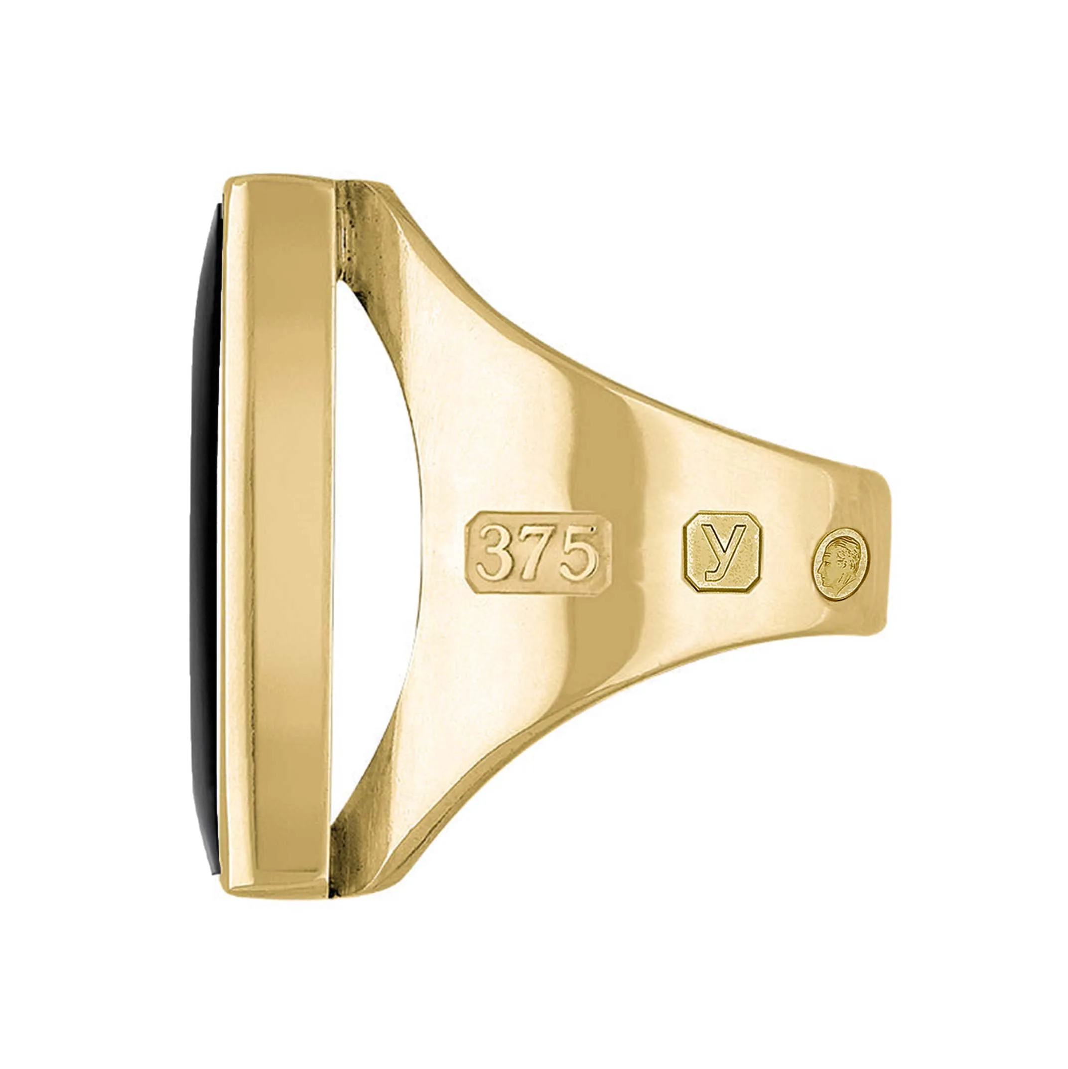 9ct Yellow Gold Whitby Jet King's Coronation Hallmark Medium Oblong Ring sold by C.W. Sellors product image thumbnail 3