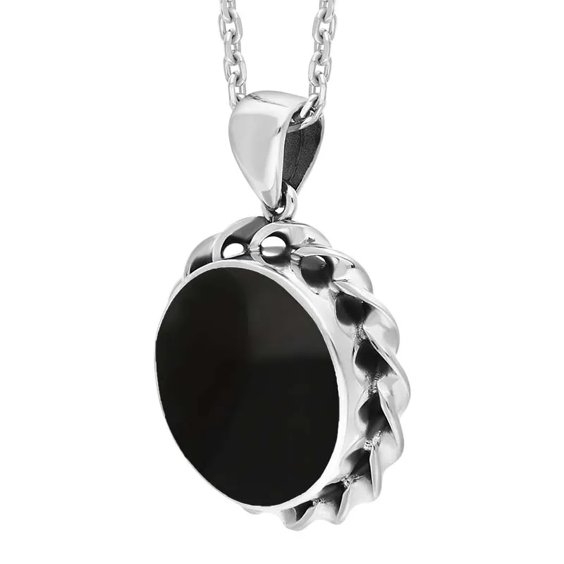 Sterling Silver Whitby Jet Round Thick Rope Edge Necklace sold by C.W. Sellors product image thumbnail 2