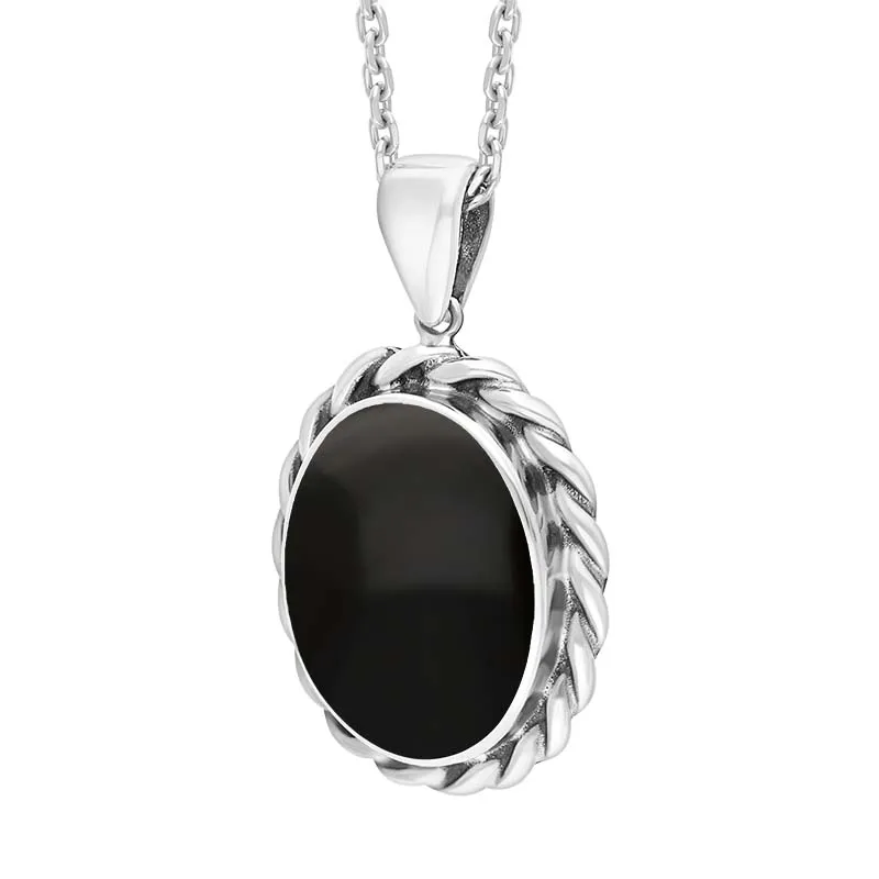 Sterling Silver Whitby Jet Oval Rope Edge Necklace sold by C.W. Sellors product image thumbnail 2
