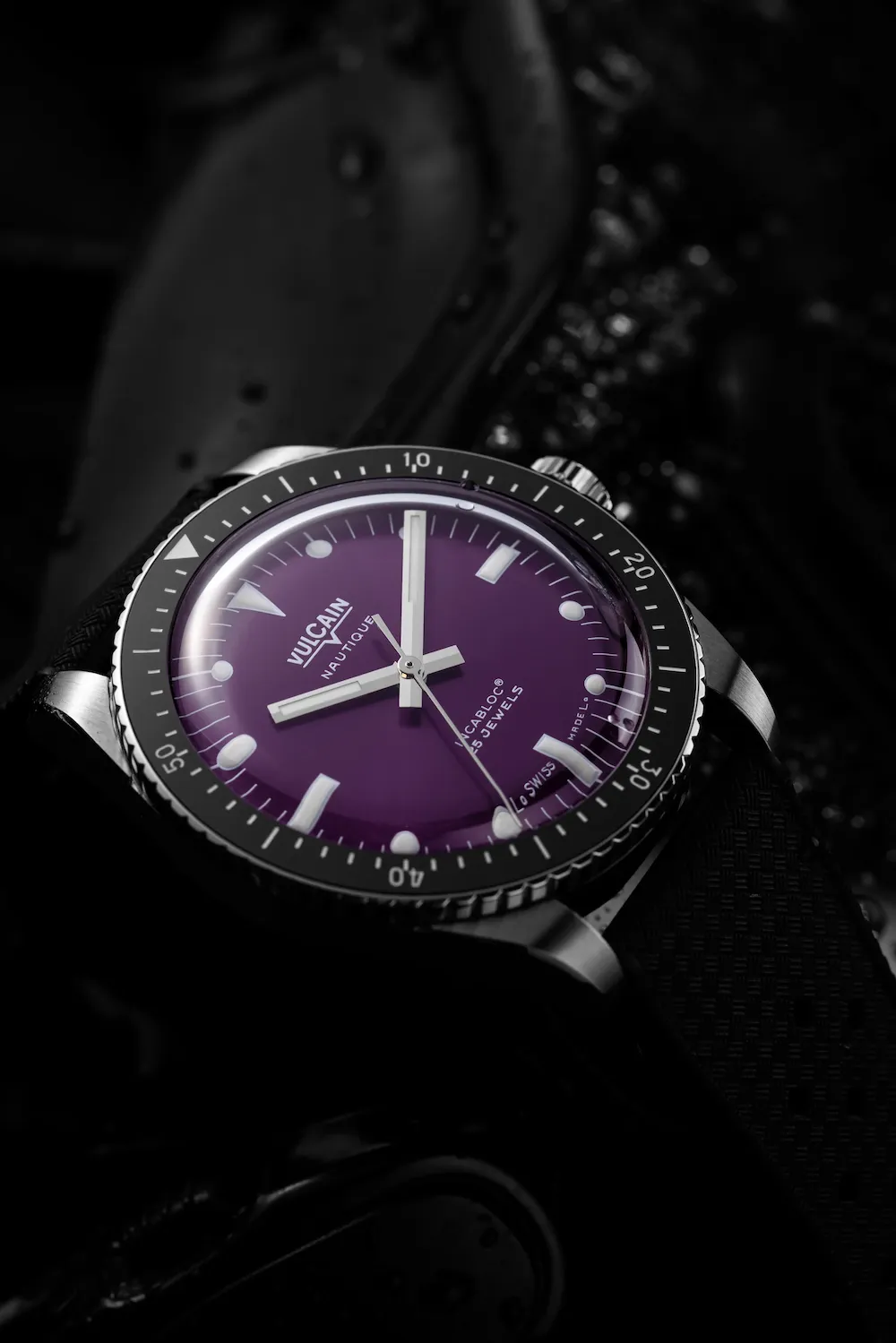 Vulcain Skindiver Nautique Purple Black Rubber Limited Edition Watch sold by C.W. Sellors product image thumbnail 4