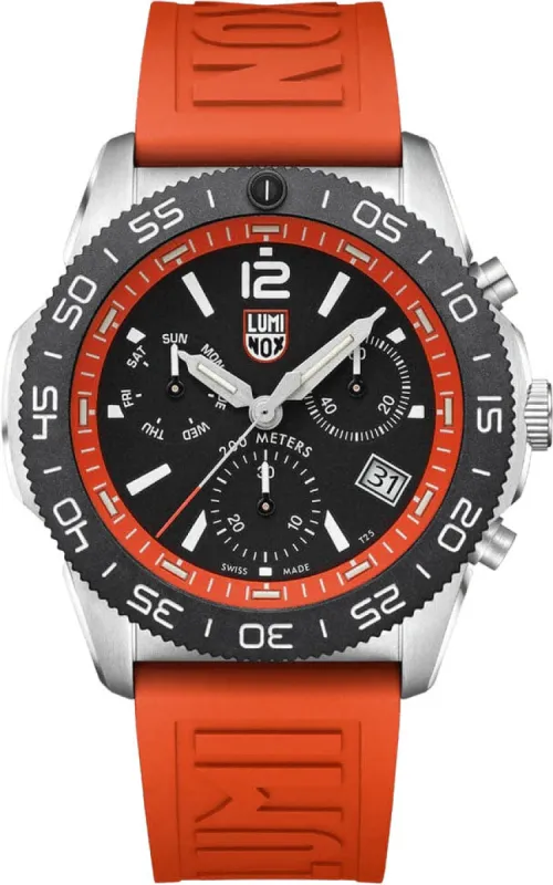 Luminox Pacific Diver Chronograph 44mm 3140 Series Black Orange Watch made by C.W. Sellors
