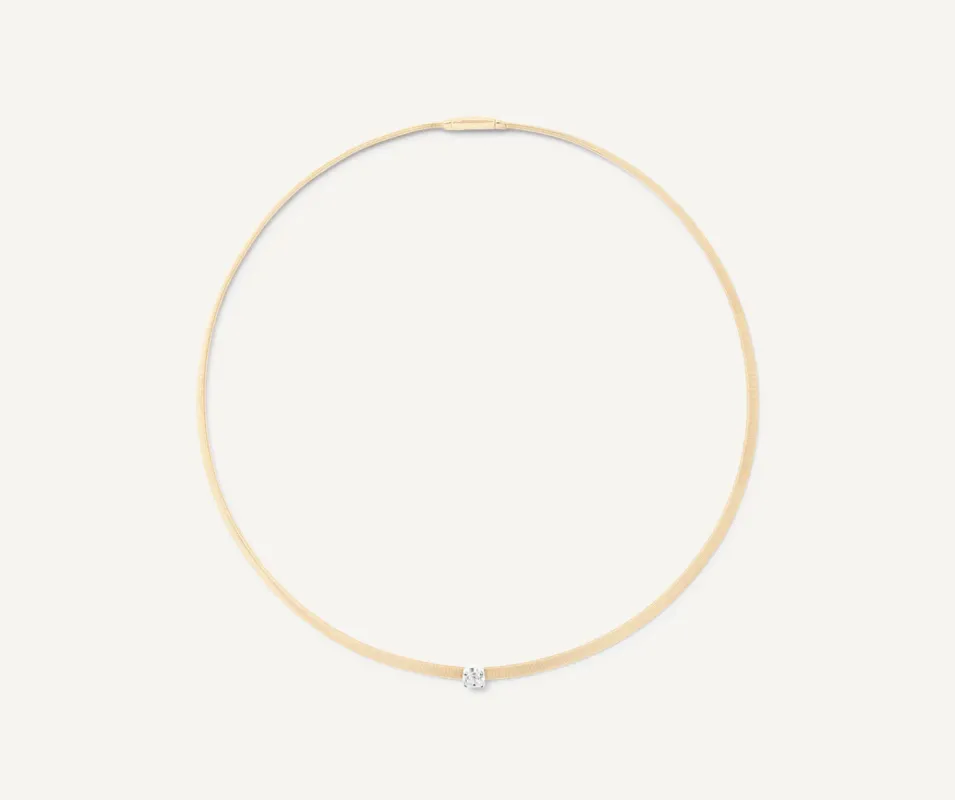 Marco Bicego Masai 18ct Yellow Gold Coil 0.52ct Cushion Cut Diamond Necklace sold by C.W. Sellors