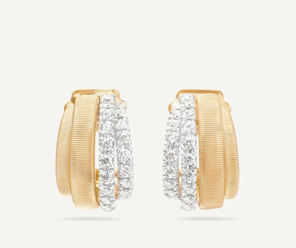 Marco Bicego Masai 18ct Yellow Gold Coil 0.76ct Diamond Earrings sold by C.W. Sellors