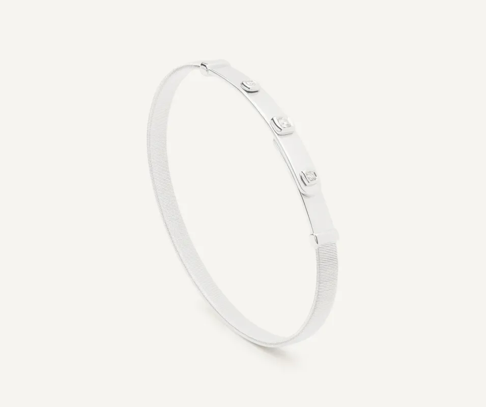 Marco Bicego Masai 18ct White Gold Coil 0.09ct Diamond Bangle sold by C.W. Sellors
