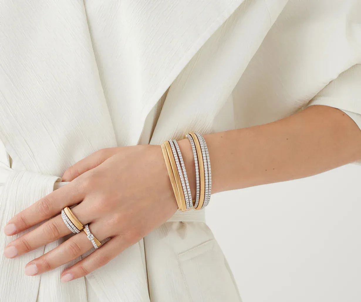 Marco Bicego Masai 18ct Yellow Gold Coil 1.85ct Diamond Bangle sold by C.W. Sellors product image thumbnail 3