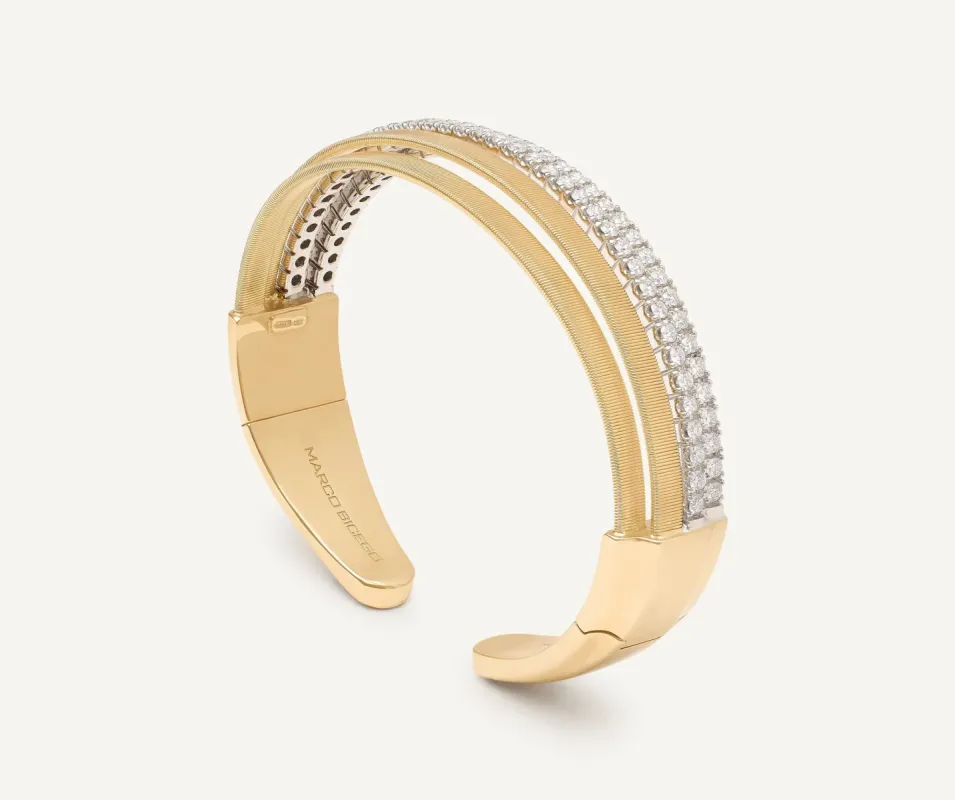 Marco Bicego Masai 18ct Yellow Gold Coil 1.85ct Diamond Bangle sold by C.W. Sellors