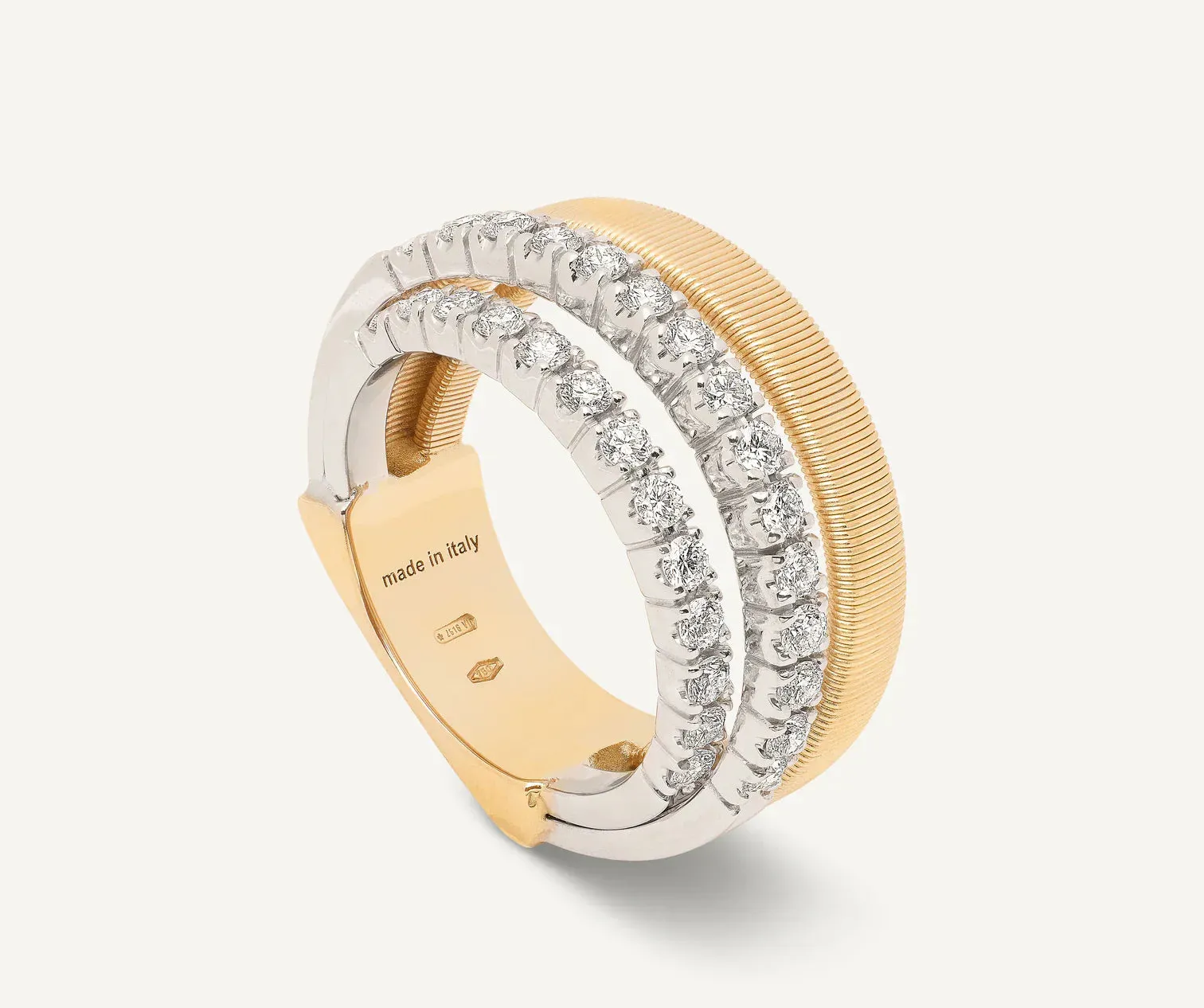 Marco Bicego Masai 18ct Yellow Gold 4-Strand Coil 0.70ct Diamond Ring sold by C.W. Sellors