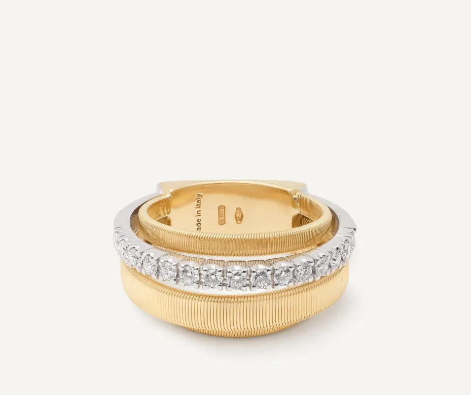 Marco Bicego Masai 18ct Yellow Gold 4-Strand Coil 0.38ct Diamond Ring sold by C.W. Sellors