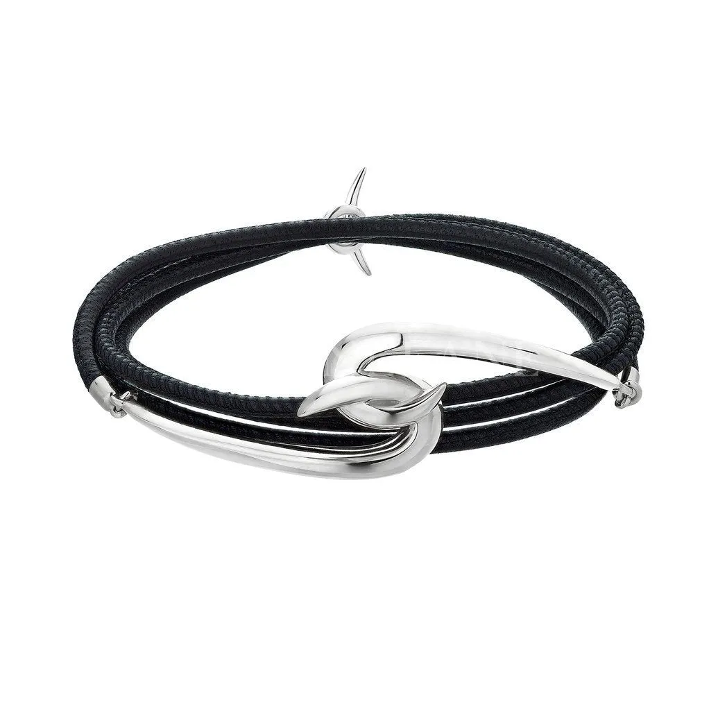 Shaun Leane Hook Sterling Silver Black Leather Bracelet sold by C.W. Sellors