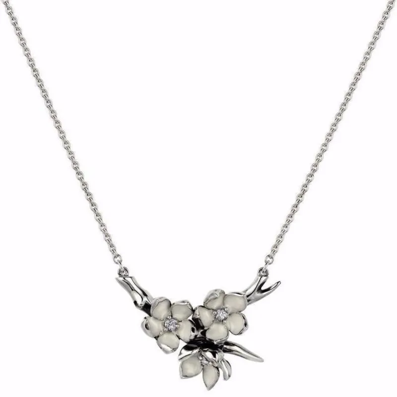 Shaun Leane Cherry Blossom Sterling Silver 0.15ct Diamond Flower Branch Necklace sold by C.W. Sellors