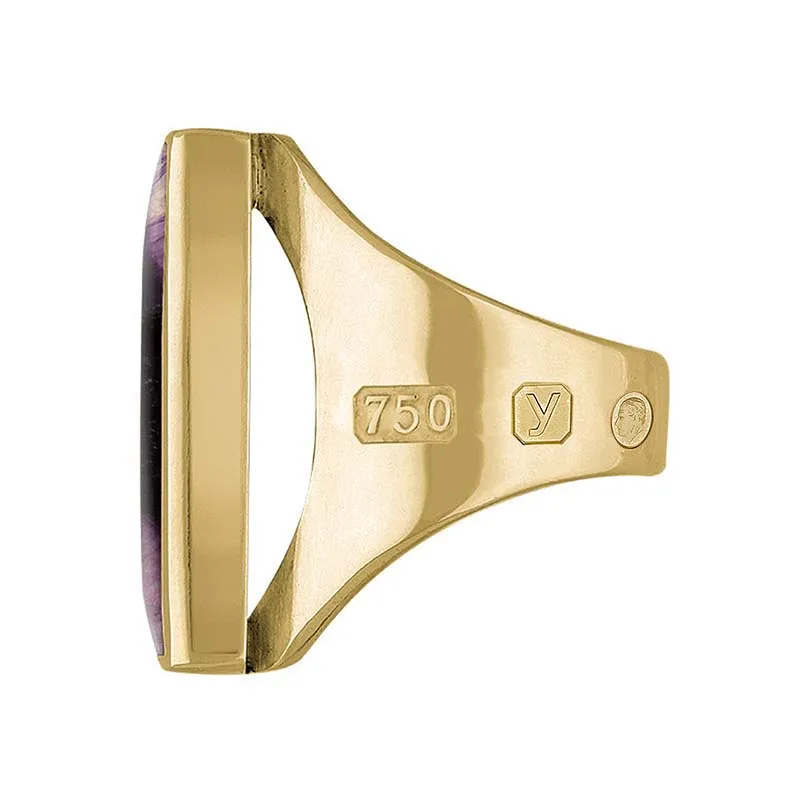 18ct Yellow Gold Blue John King's Coronation Hallmark Medium Square Ring sold by C.W. Sellors product image thumbnail 3