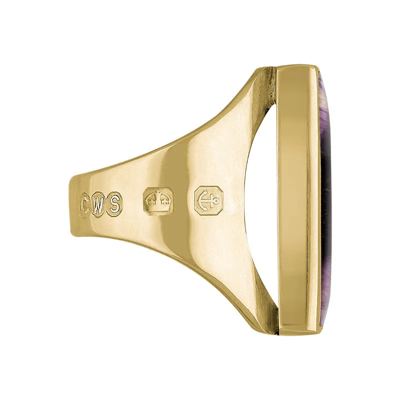 18ct Yellow Gold Blue John King's Coronation Hallmark Medium Square Ring sold by C.W. Sellors product image thumbnail 2