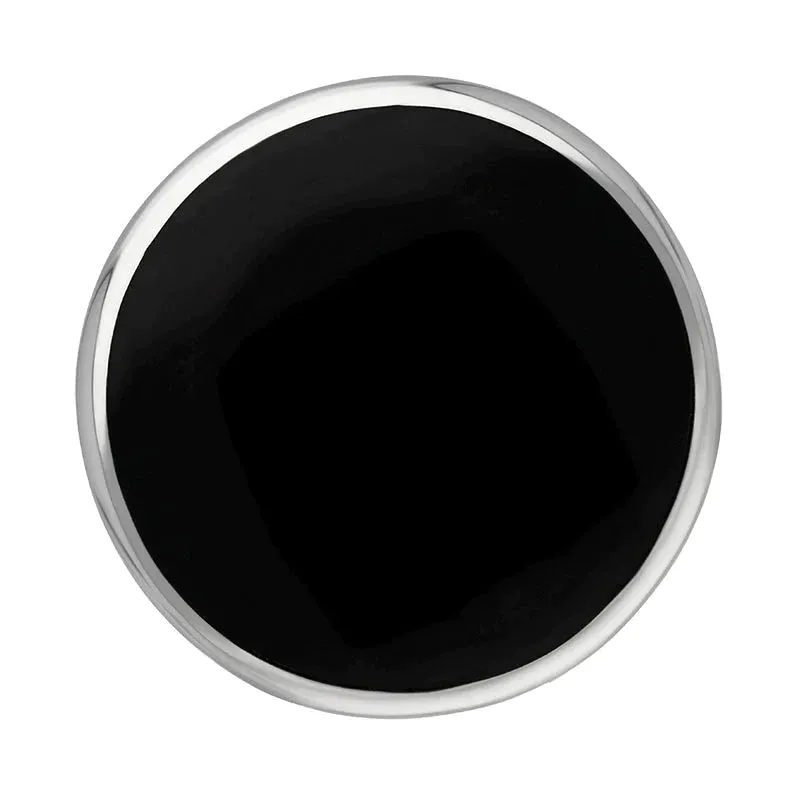 18ct White Gold Whitby Jet King's Coronation Hallmark Large Round Ring sold by C.W. Sellors product image thumbnail 2