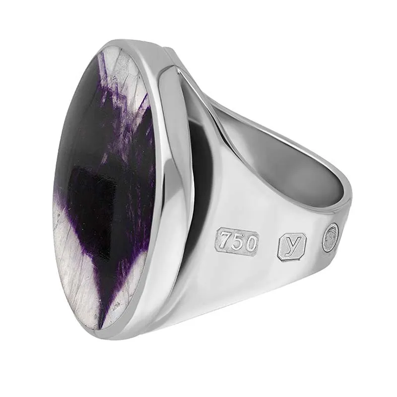 18ct White Gold Blue John King's Coronation Hallmark Medium Round Ring sold by C.W. Sellors product image thumbnail 2