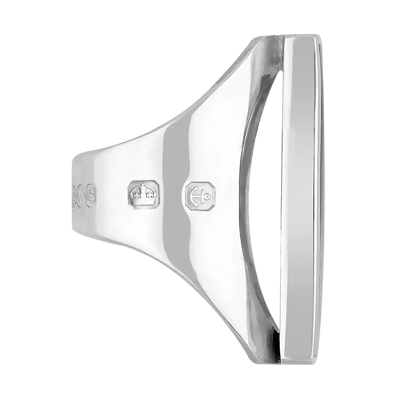 18ct White Gold Whitby Jet King's Coronation Hallmark Large Square Ring sold by C.W. Sellors product image thumbnail 2